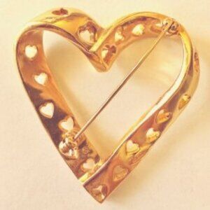 Gold-Tone Heart Brooch